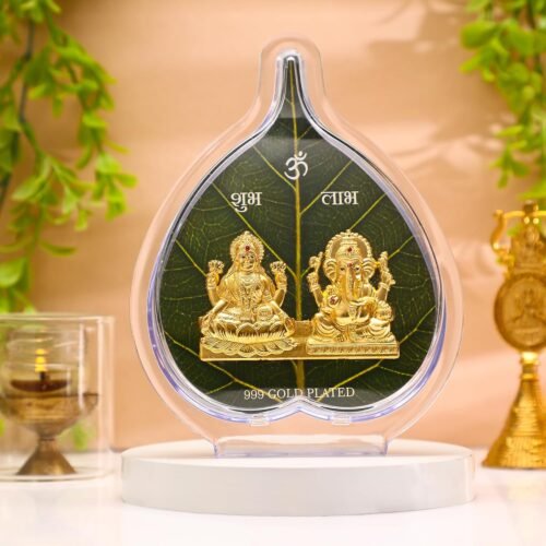 DHRUVS COLLECTION ARTIFICIAL GOLD COATED GODDESS LAKSHMI JI AND GOD GANESH JI IDOL