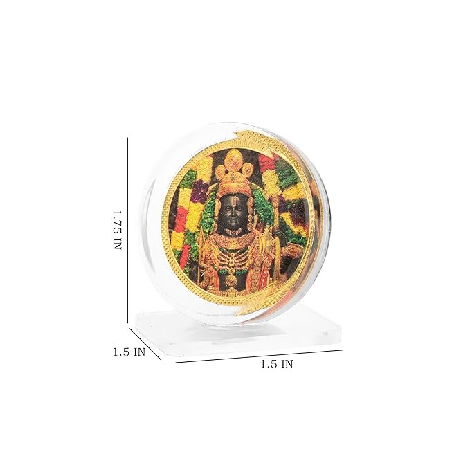 DHRUVS COLLECTION Gold Plated Ram Lalla Idol Ayodhya 3D Acrylic Photo Frame Stand for Home Decor, Car Dashboard, Office Table, Pooja, Temple, Workplace, Housewarming Gift (1.75 x 1.5 Inch) - Image 2