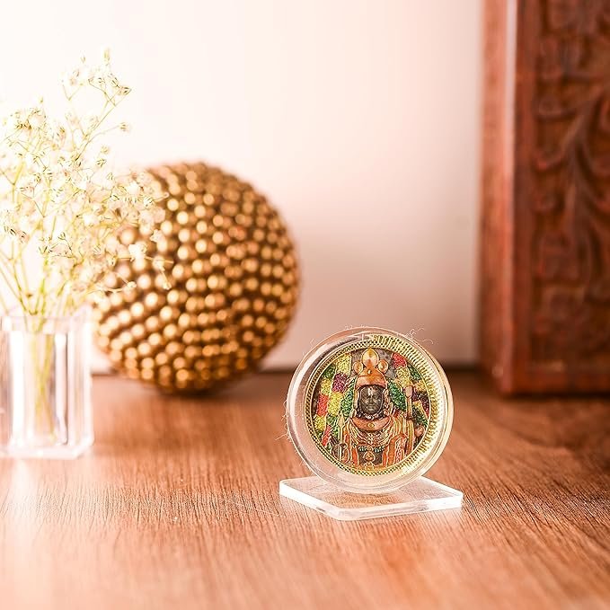 DHRUVS COLLECTION Gold Plated Ram Lalla Idol Ayodhya 3D Acrylic Photo Frame Stand for Home Decor, Car Dashboard, Office Table, Pooja, Temple, Workplace, Housewarming Gift (1.75 x 1.5 Inch) - Image 3
