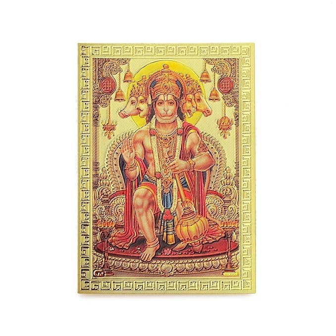 DHRUVS COLLECTION Self Adhesive Small Pocket Size Gold Plated Panch Mukhi Hanumanji Sticker for Worship, Bike, Car, Home, Office, Pooja Ghar & Temple Use (2.2 x 3.2 Inches) - Image 5