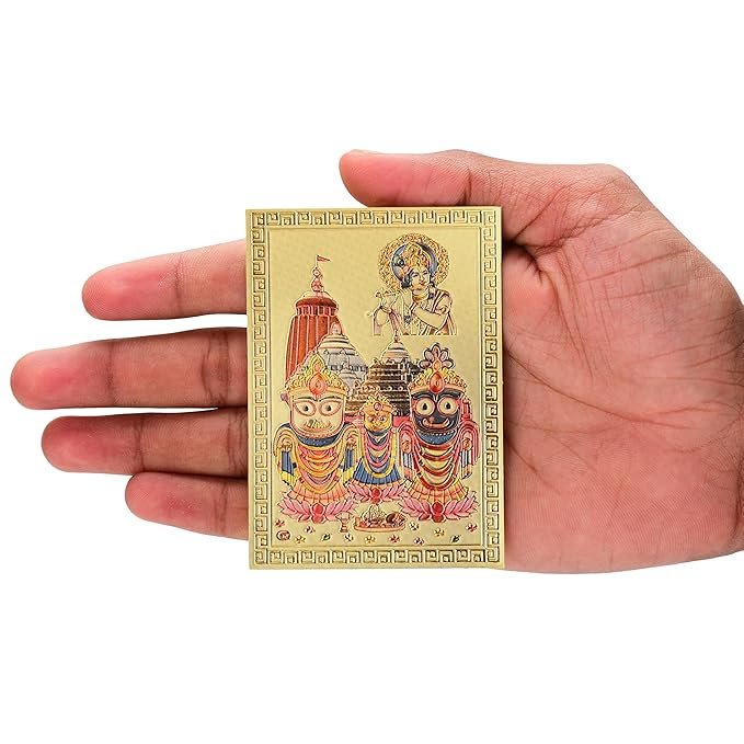 DHRUVS COLLECTION Self Adhesive Small Pocket Size Gold Plated Shree Jagannath ji