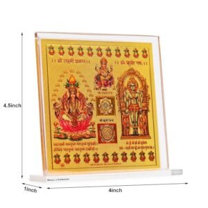 81s-tl3Tm8L._SY625_ DHRUVS COLLECTION Gold Plated Shree Lakshmi Yantra for Home, Office, Business Place, Pooja Worship, Gifting & Donation - Spiritual Healing, Rectangle Shape, Metal Made With Base & Frame, Size 4.5 x 4 Inch